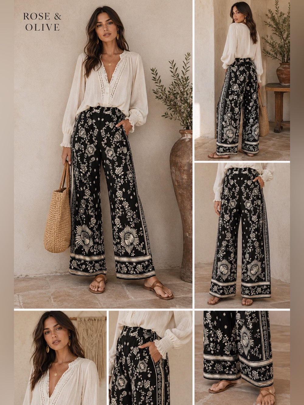 NWT Rose & Olive Wide Leg Pants